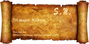 Stanga Miksa névjegykártya
